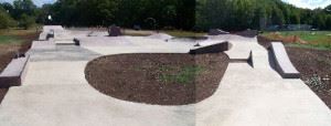 Skate Park with Grass in the Middle